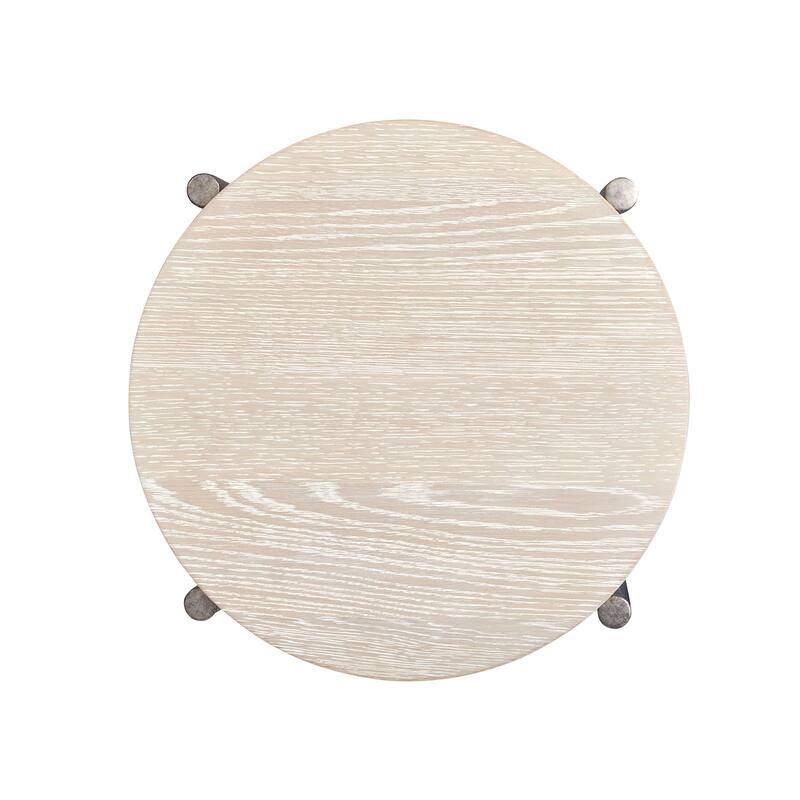 Magnussen Home Jennings Edgecomb Grey and Weathered Antique Nickel Round Accent Table - 18''W x 18''D x 26''H