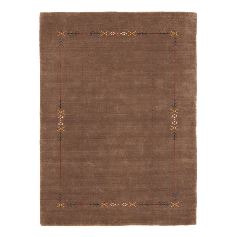 ECARPETGALLERY Hand Loomed Kashkuli Gabbeh Brown Wool Rug - 5'0 x 6'11