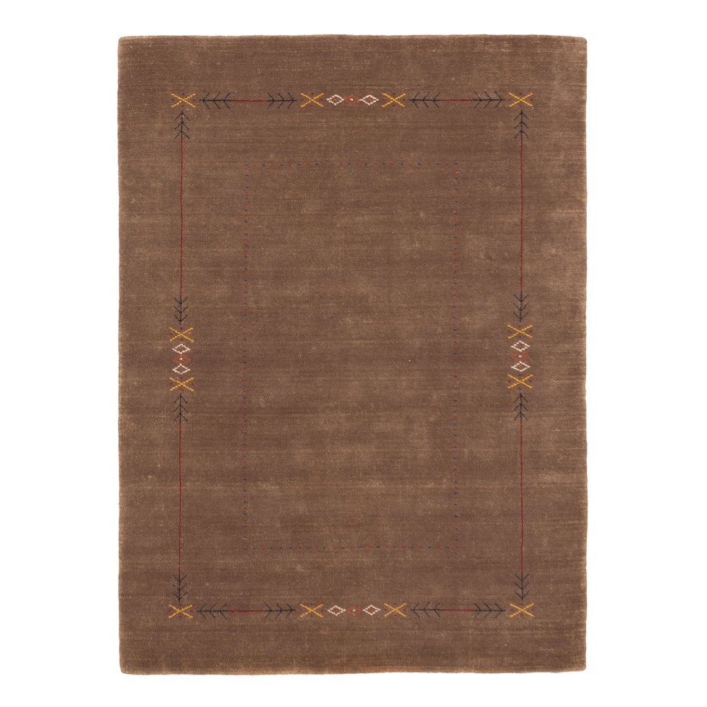 ECARPETGALLERY Hand Loomed Kashkuli Gabbeh Brown Wool Rug - 5'0 x 6'11