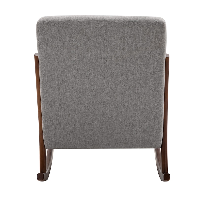 Grey 25.3" High Back Rocking Chair with Wood Base