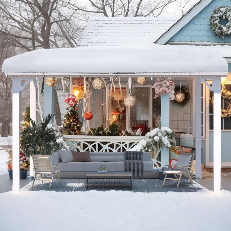8x12ft Wall Mounted Gazebos Pergola, Outdoor Lean to Gazebo Awnings