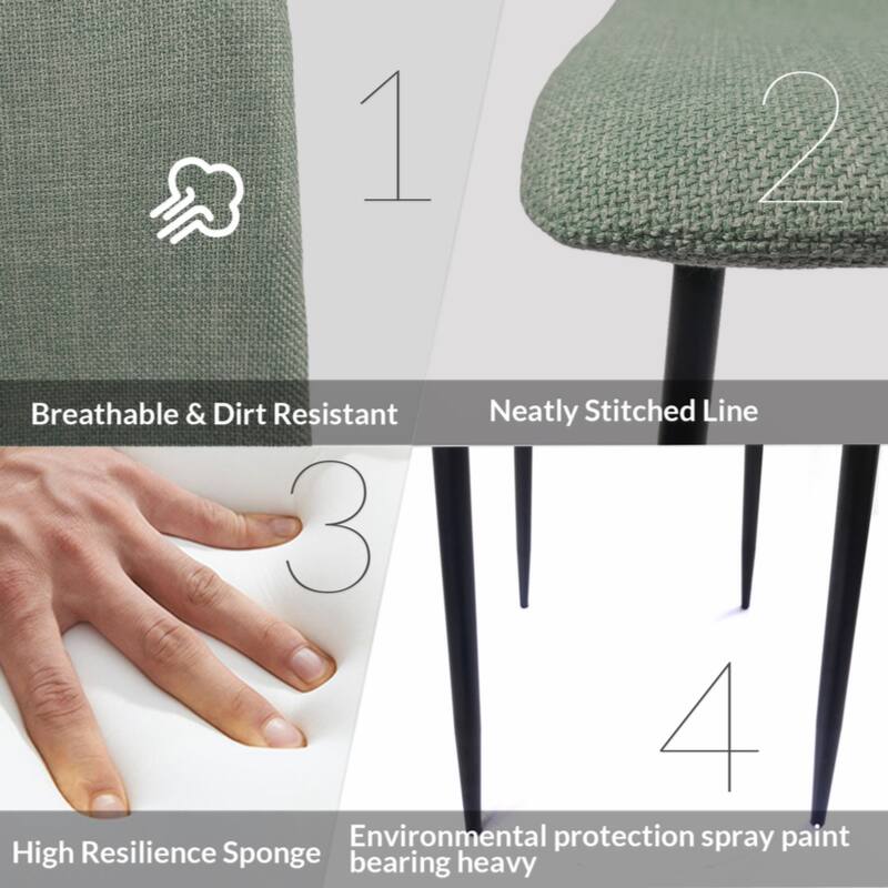 MDF Wood Colour Dining Table and Modern Dining Chairs Set of 4, Dining Room Table and Linen Chairs