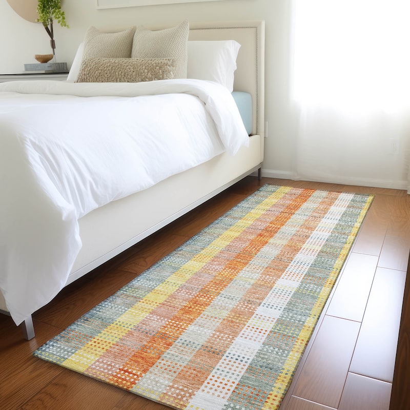 Premium Washable Super Soft Modern Plaid Mayfield Rug - Peach - 2'3" x 7'6"