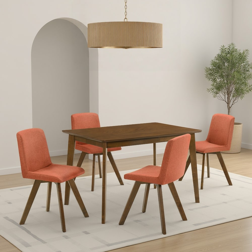 Gina Upholstered Dining Chair in Walnut Finish - Set of 4