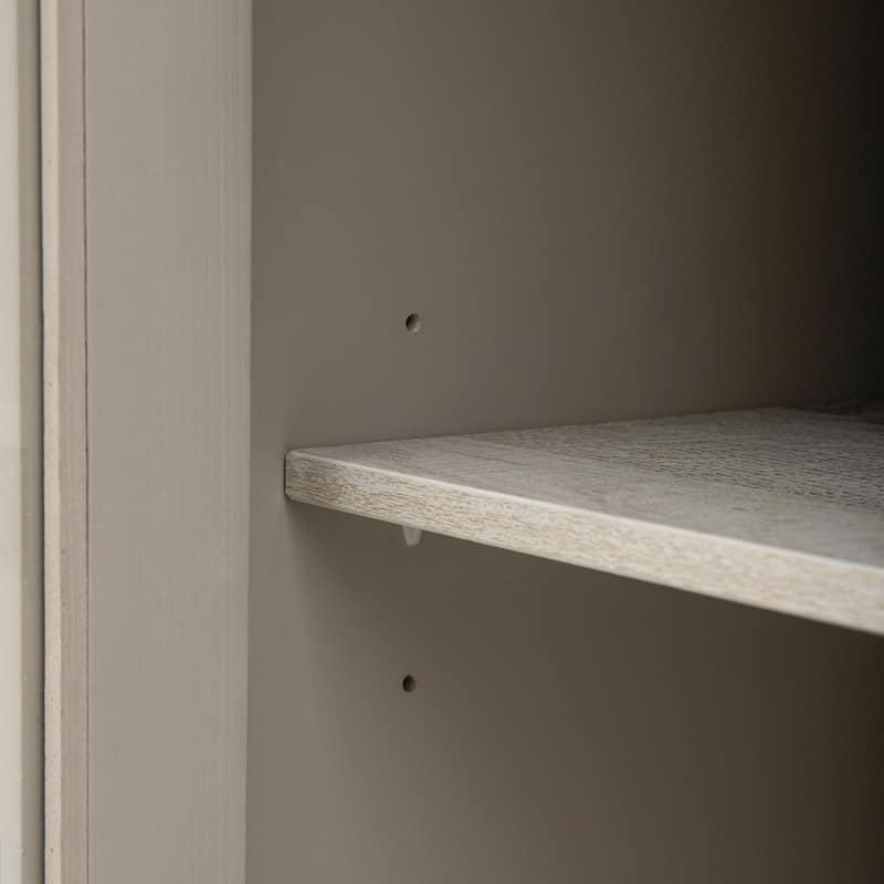 Three-Glass-Door Wood Storage Cabinet with Adjustable Shelf