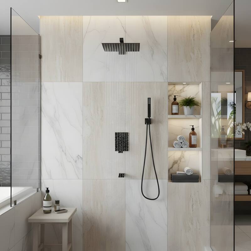 Minimalist Wall Mounted Dual Shower Head Shower Set