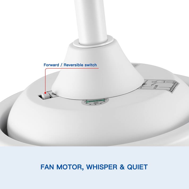 44" Intergrated LED Ceiling Fan Lighting with White ABS Blade
