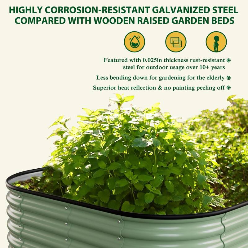 VEIKOUS 24''H Galvanized Raised Garden Bed, Durable Outdoor Planter Box with Rust-Resistant Steel