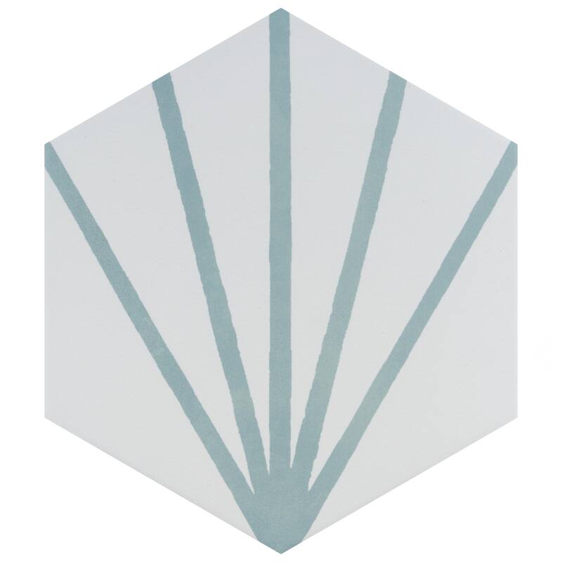 Merola Tile Horizon Dawn Hex Aguamarina 7-3/4" x 9" Porcelain Floor and Wall Tile