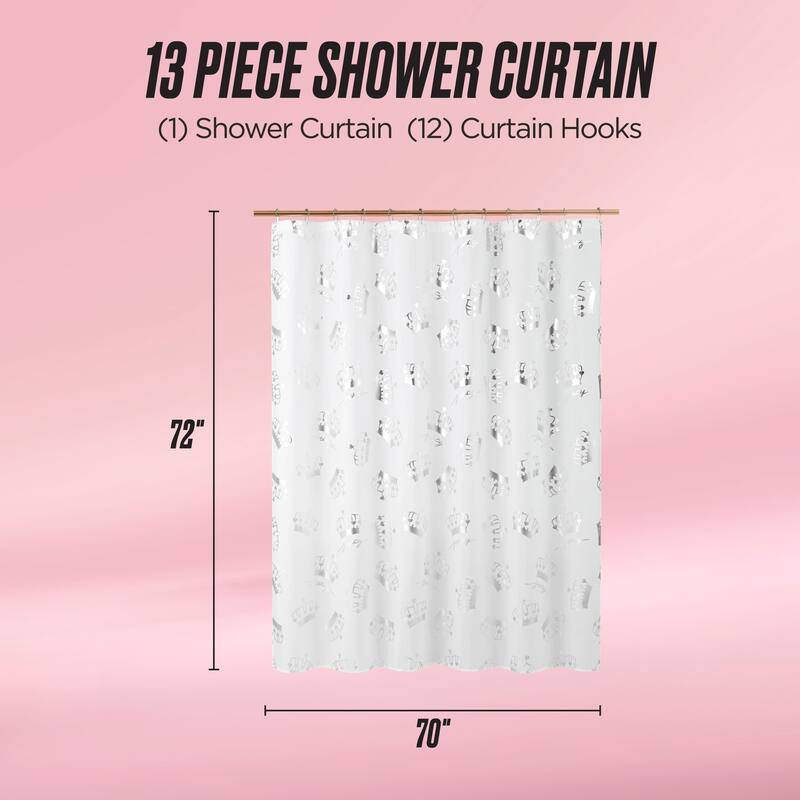 Juicy Couture 13-Piece Shower Curtain and Hooks Set