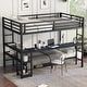 preview thumbnail 3 of 10, Black Full XL Over Twin Bunk Bed with Desk LED USB Storage Shelves for Work and Study