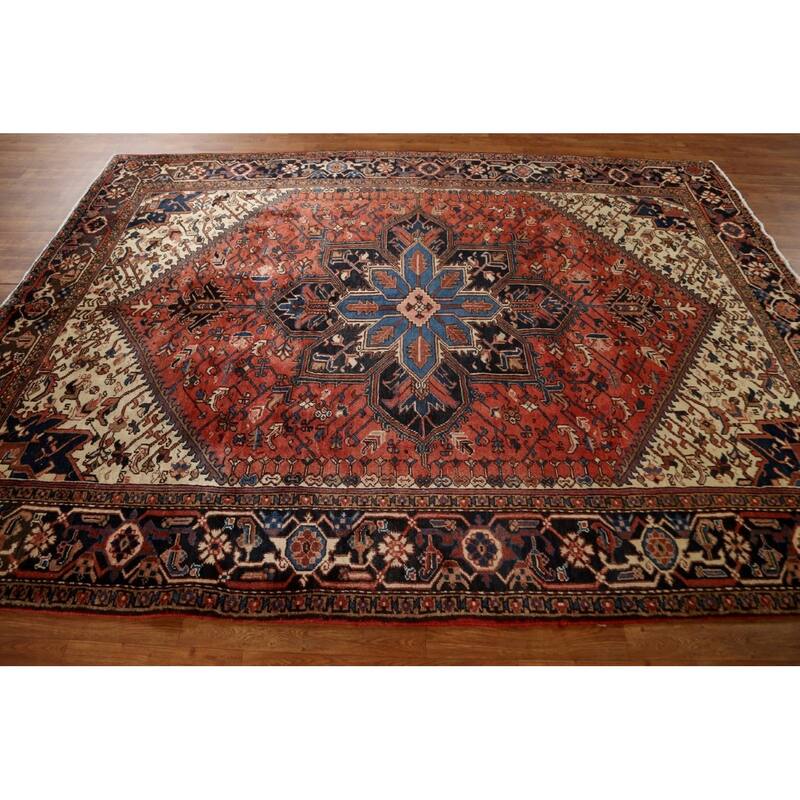 Traditional Vegetable Dye Heriz Persian Area Rug Wool Hand-knotted - 7'0" x 9'7"