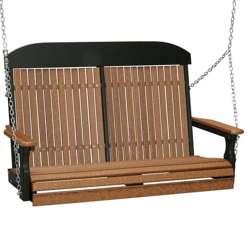 Poly Lumber Classic Swing - 4' - Antique Mahogany Woodgrain & Black