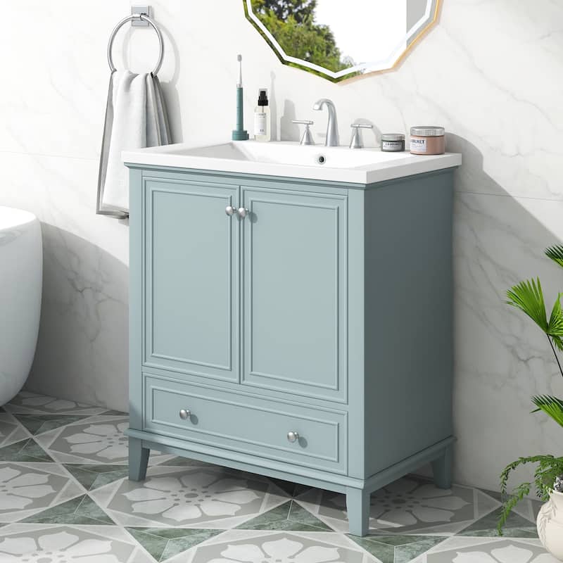 30" Bathroom Vanity with Sink Combo, Multi-functional Bathroom Cabinet with Doors and Drawer