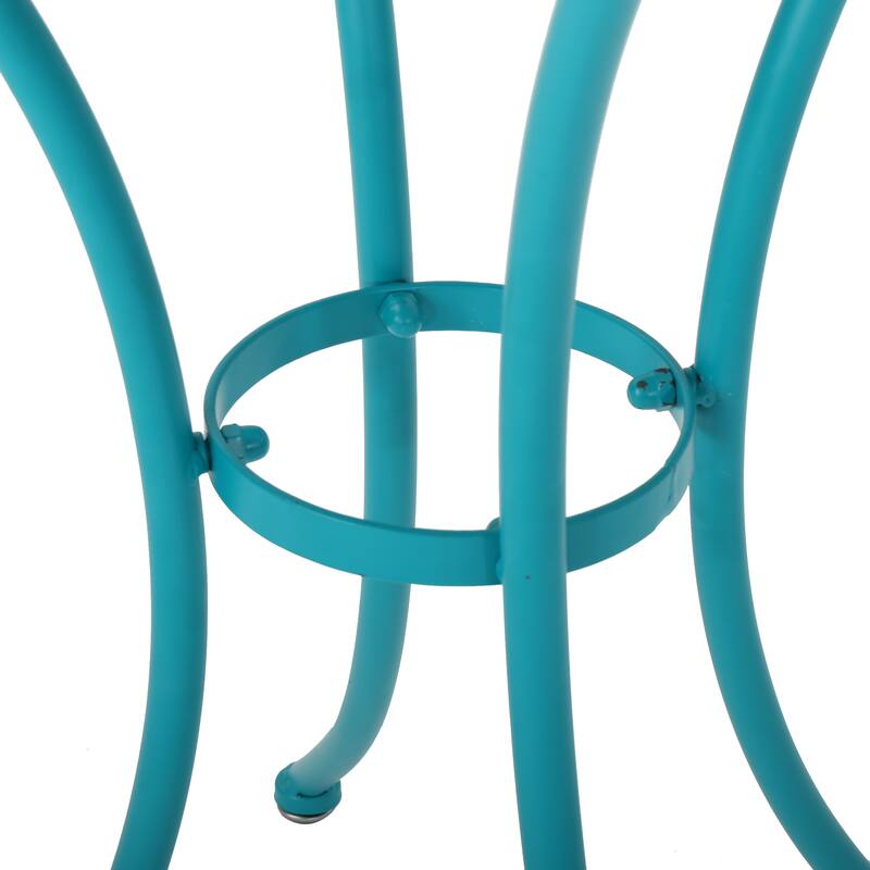 Modern 3-Piece Powder-Coated Iron Bistro Set with Round Slatted Table and Stackable Armchairs for Compact Outdoor Spaces