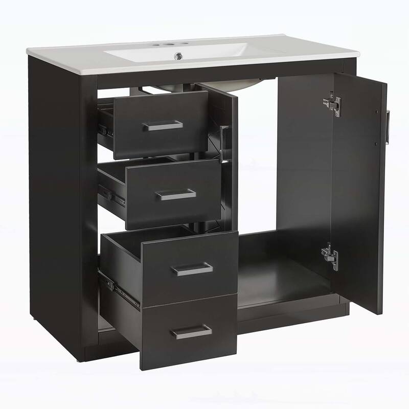Freestanding Vanity Set with 3 Drawers& Soft Closing Doors