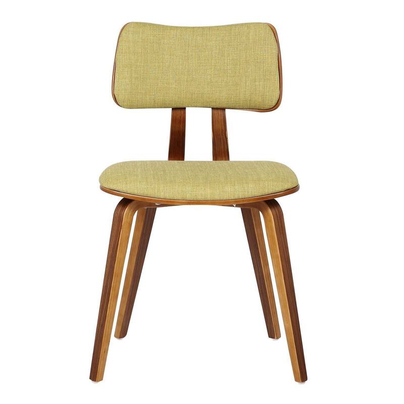 Fabric Upholstered Split Curved Back Wooden Dining Chair - N/A