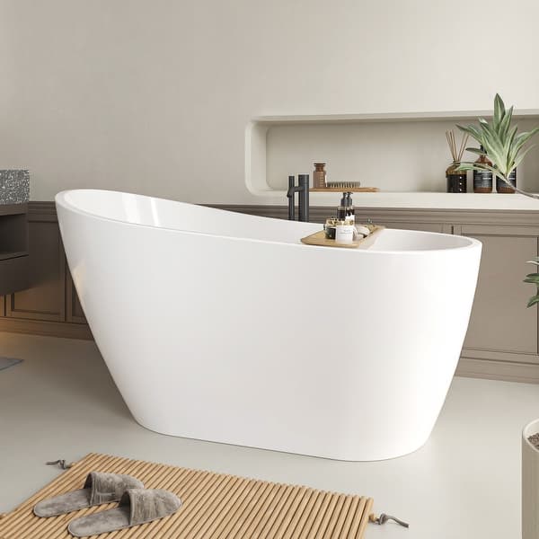 Vanity Art 55" X 28" White Acrylic Freestanding Bathtub