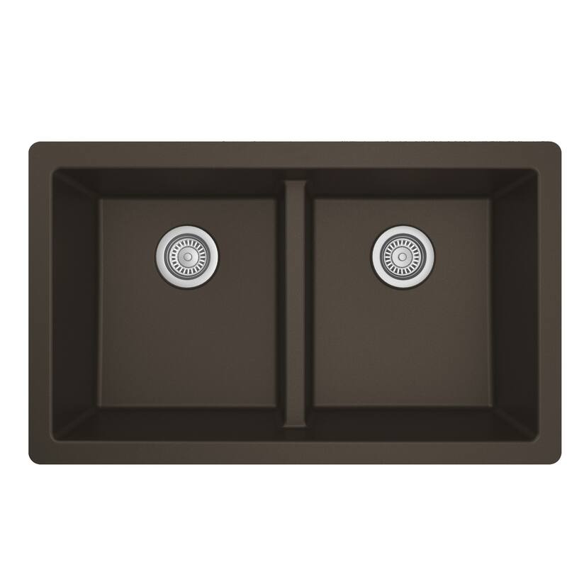Karran 32" Undermount Double Equal Bowl Quartz Kitchen Sink Kit - 32" x 19.5" x 9"