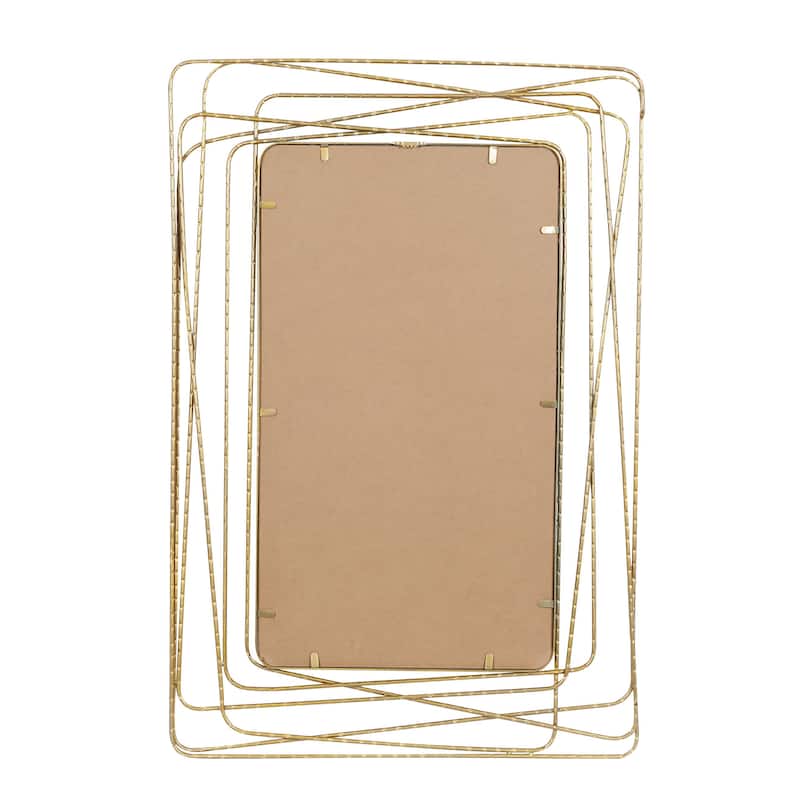 Metal Room Wall Mirror with Thin Metal Rectangle Frame - Gold - Roche River Decor