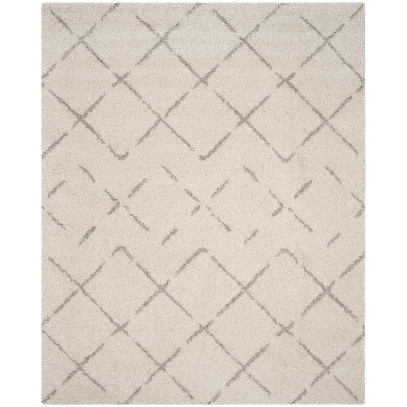 SAFAVIEH Arizona Shag Ghinwa 1.2-inch Thick Rug - 8' Square - Ivory/Beige