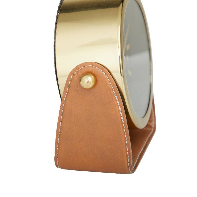 Silver or Gold Stainless Steel Metal Decorative Clock with Leather Stand