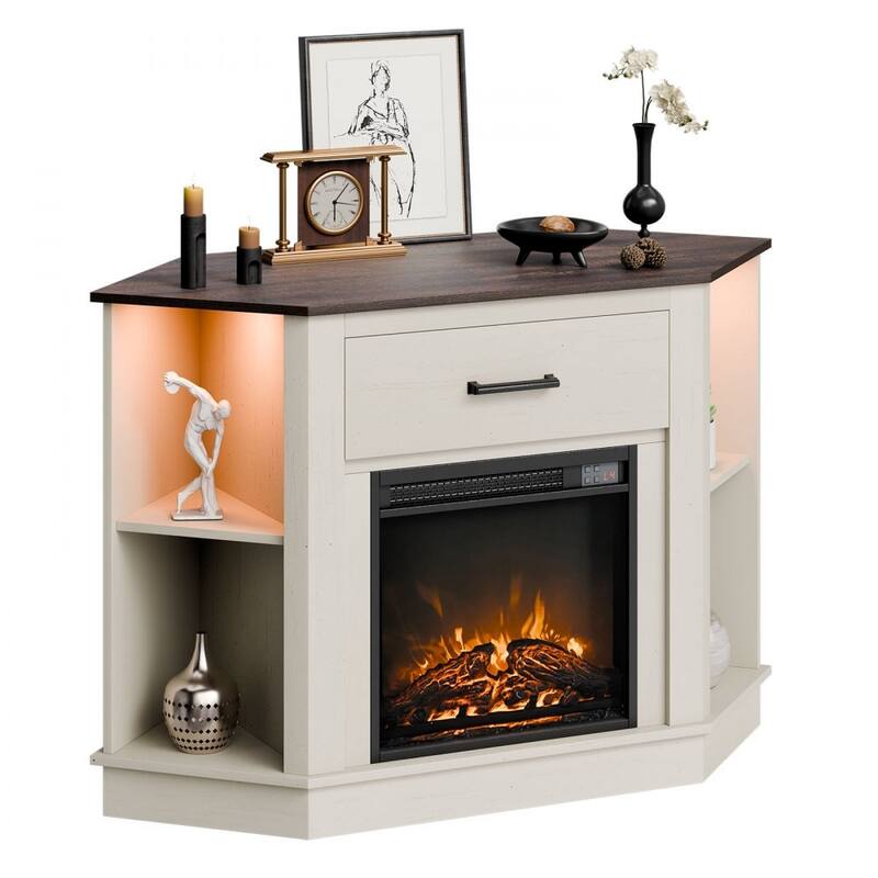 50" TV Stand with Electric Fireplace and Temperature Control LED Lighting Storage Drawers - 47.24” x 20.08” x 31.89”