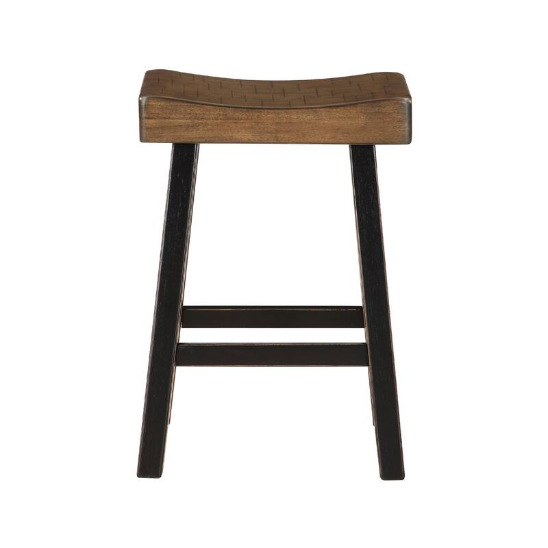 Casy 4pc Counter Height Table Set, 3 Contour Stools, Black Brown Wood
