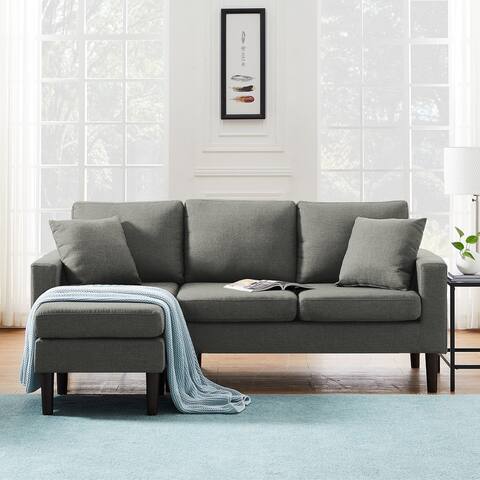 Reversible Sectional Sofa with Solid Wood Legs and 2 Pillows