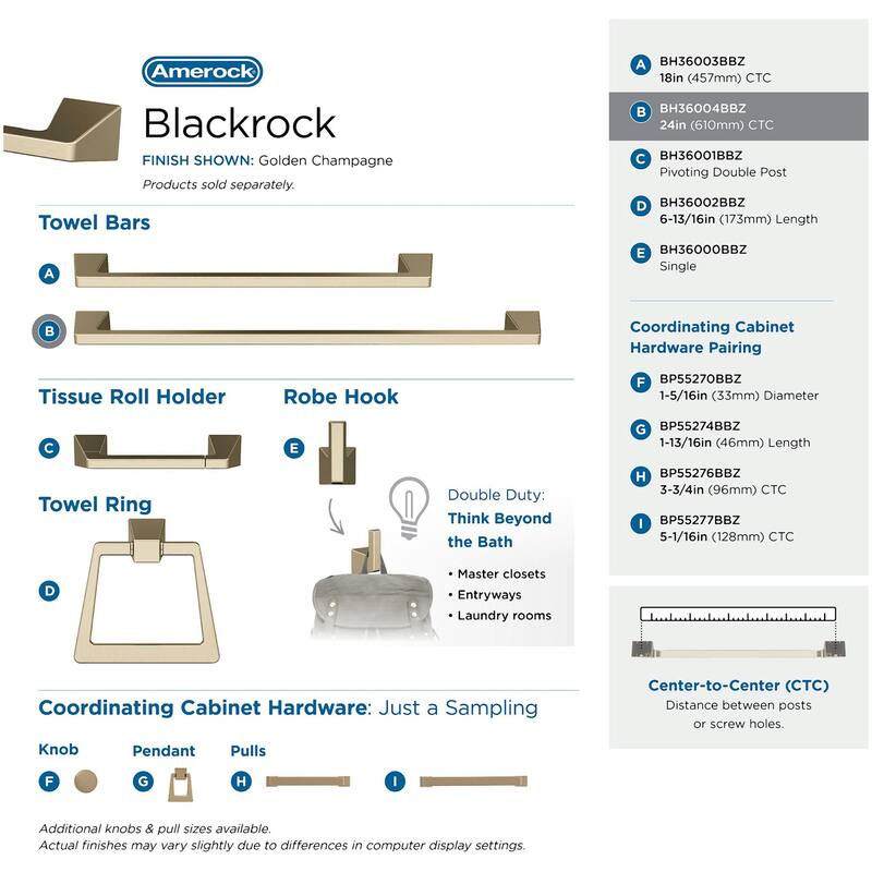 Amerock Blackrock 24" Towel Bar