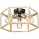 preview thumbnail 10 of 8, 15 in. 3-Light Wood Tone Modern Farmhouse Semi-Flush Mount Ceiling Light - 15"W