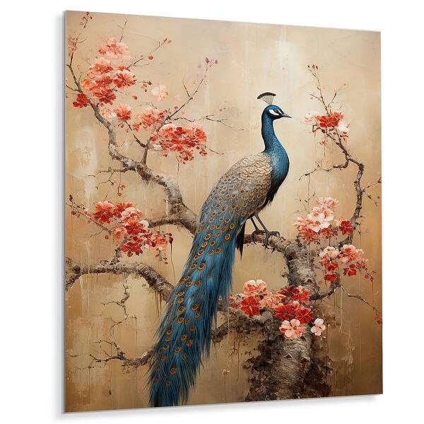 Brass Peacock Coat Hook on Painted Teak Base -19thC