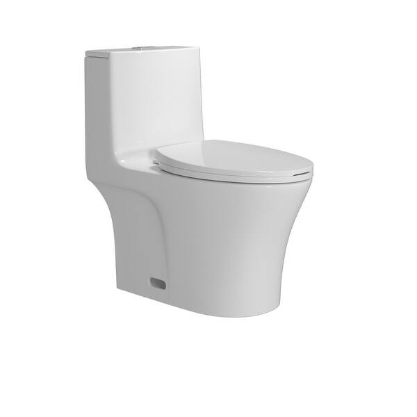 DualFlush Elongated OnePiece Toilet with High Efficiency Flush Bed