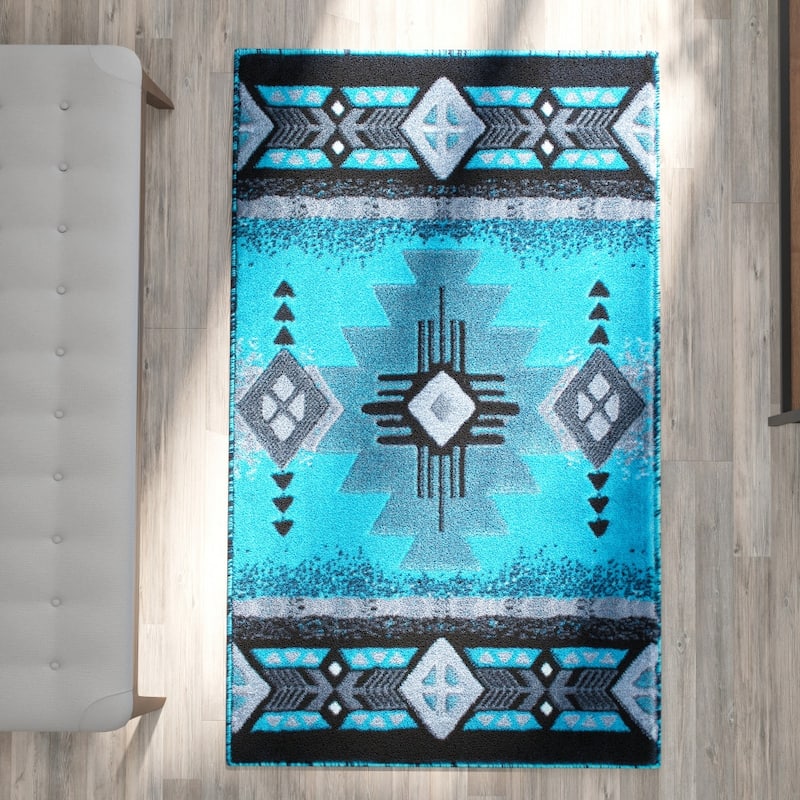 Traditional Southwestern Style Olefin Fiber Geometric Area Rug
