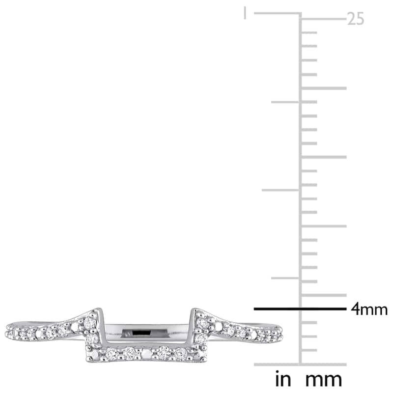 Miadora 1/10ct TDW Diamond Contour Stackable Wedding Band in 14k White Gold