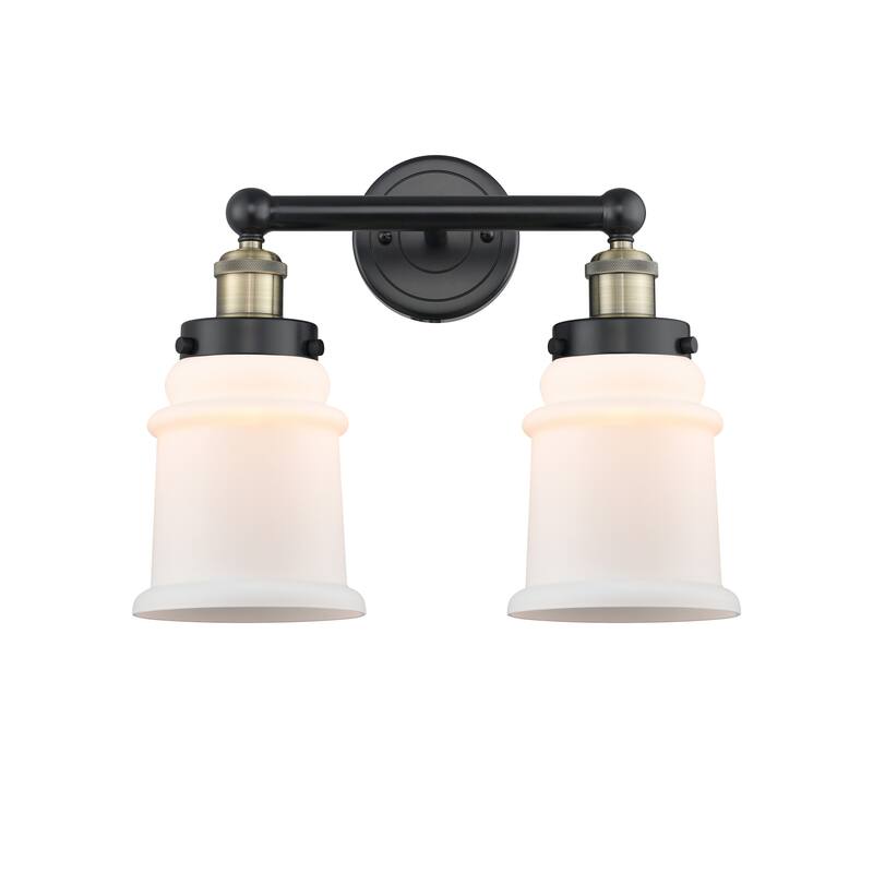 Innovations Lighting 616-2W-13-15 Canton Vanity Canton 2 Light 15" - Black Antique Brass / Matte White