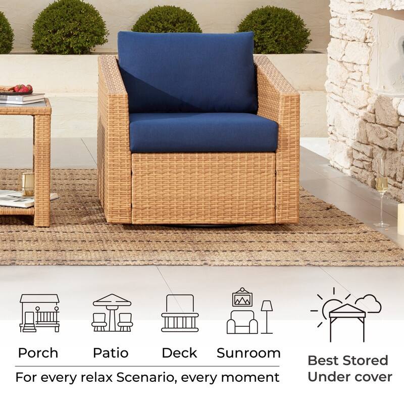 Oakley Outdoor Wicker Patio Furniture Swivel Chair