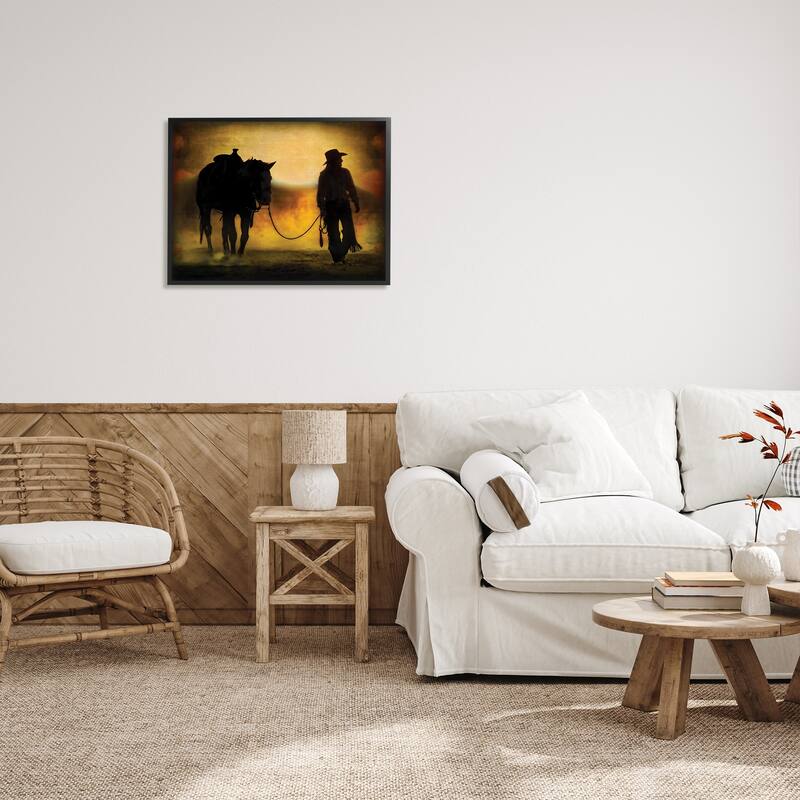 Stupell Cowgirl & Horse Silhouette Framed Giclee Art Design by PBurchettePhoto