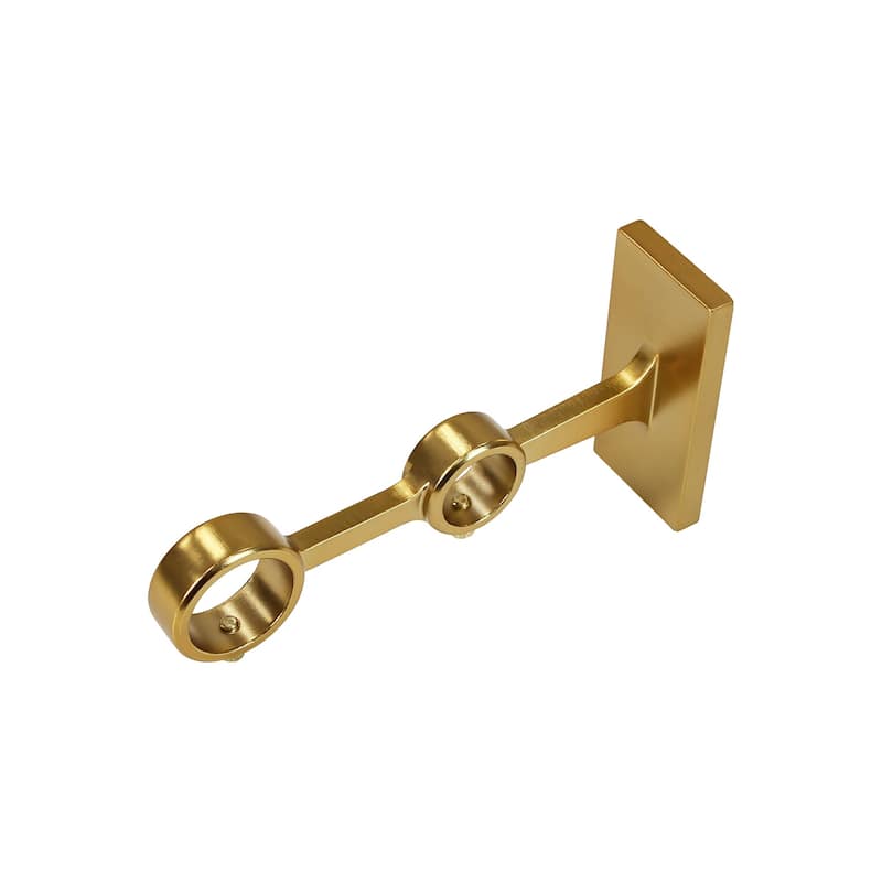 Lumi Home Furnishings Non-Adjustable Double Curtain Rod Brackets 1 in. (3-Piece) - Gold