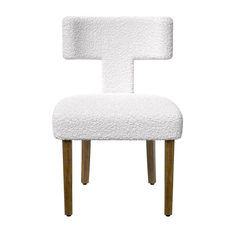 Dining Chairs Boucle Fabric Lamb Upholstered T-Shape (Set of 2)