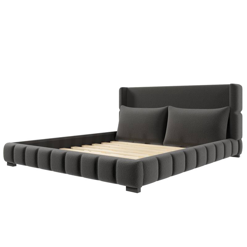 Upholstered Platform Bed with 2 Cushioned Pillows by Harper&Bright Designs