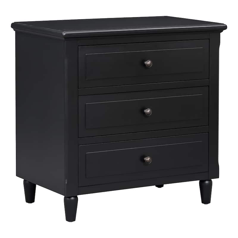3-Drawer Nightstand Storage Wood Cabinet