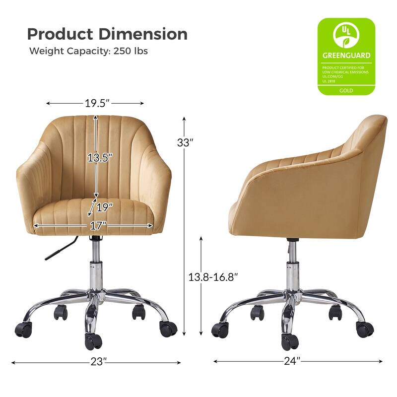 Gerhard Modern Velvet Task Chair - 360 Degree Swivel by HULALA HOME