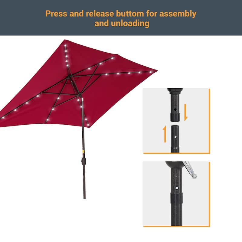 BONOSUKI Outdoor 10 x 6.5ft LED Rectangula Umbrella Patio Market Table Umbrella Aluminium/Steel with Tilt