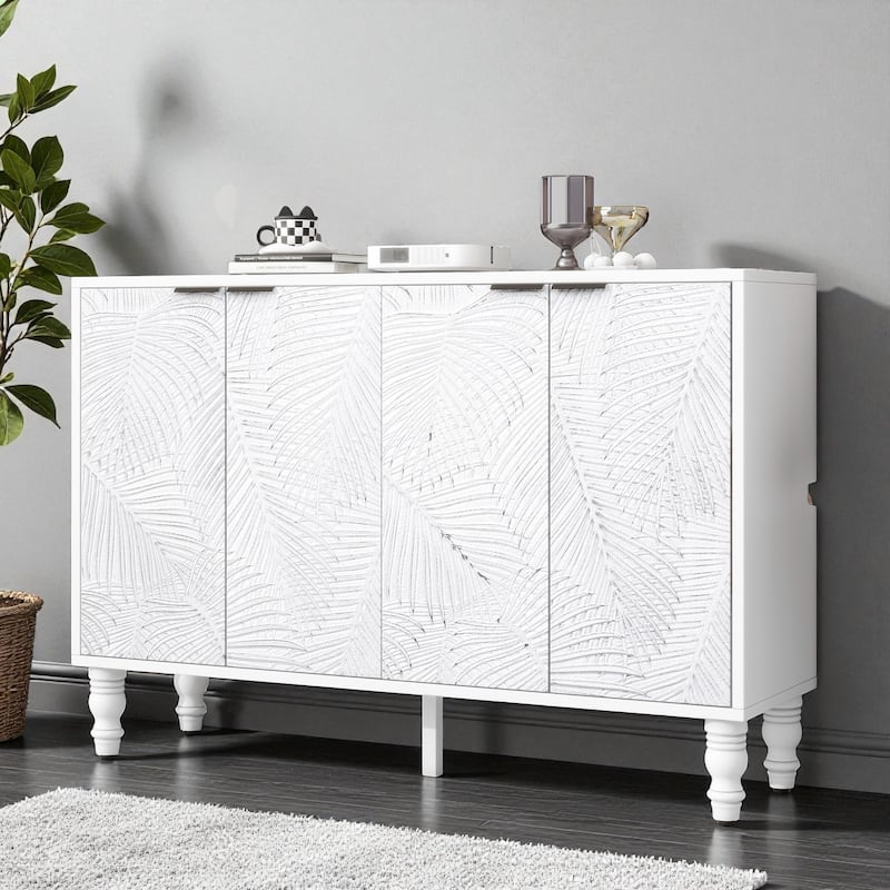 47.2'' Modern TV Stand for TVs up to 43'', Media Console Cabinet with 2 Cabinets, Adjustable Shelves & Solid Wood Legs