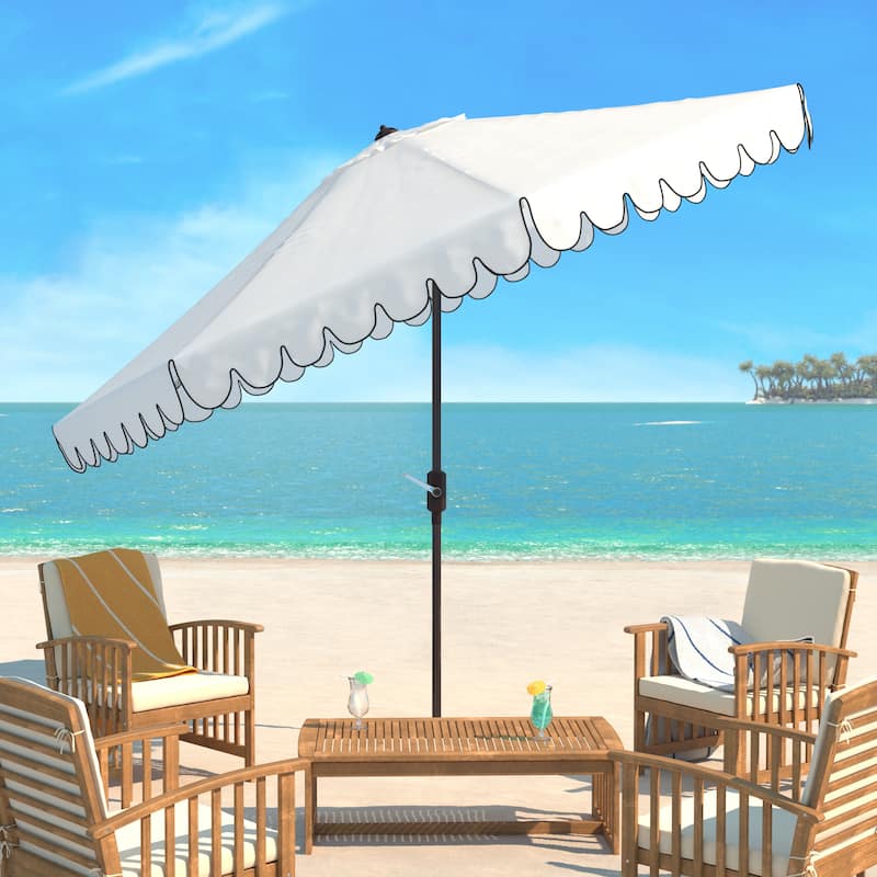 SAFAVIEH Outdoor Gracelyn 11Ft Round Crank Umbrella