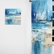 preview thumbnail 8 of 7, Designart "Blue And Beige Tranquility Beach II" Coastal Minimalism Curtain - Blackout No Pattern Curtain - 1 Panel 52 x 108 in. - 1panel