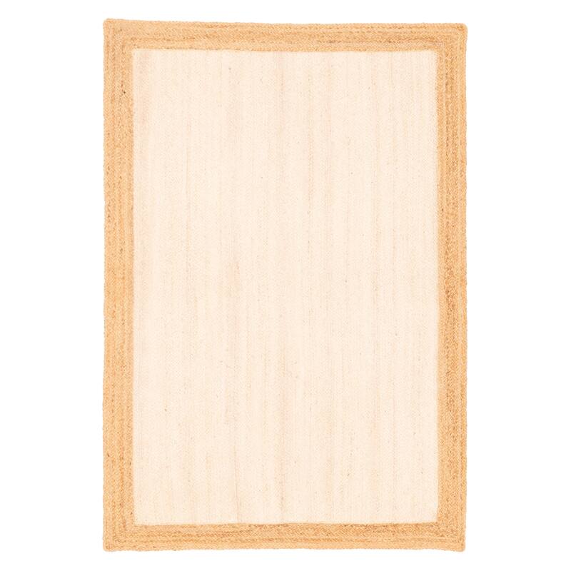ECARPETGALLERY Flat-Weave Palas Denizli Ivory, Tan Jute Rug - 4'0 x 6'0