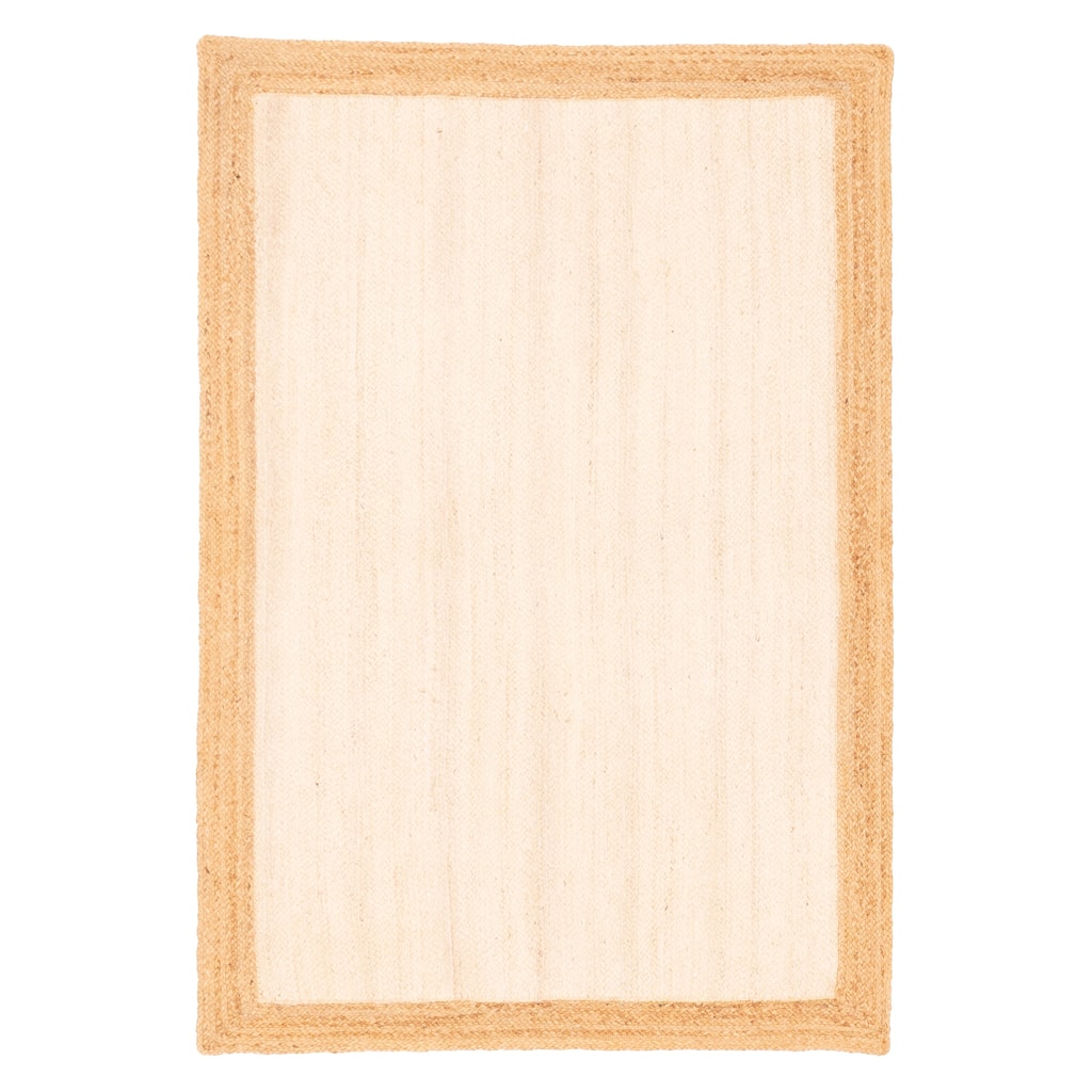 ECARPETGALLERY Flat-Weave Palas Denizli Ivory, Tan Jute Rug - 4'0 x 6'0