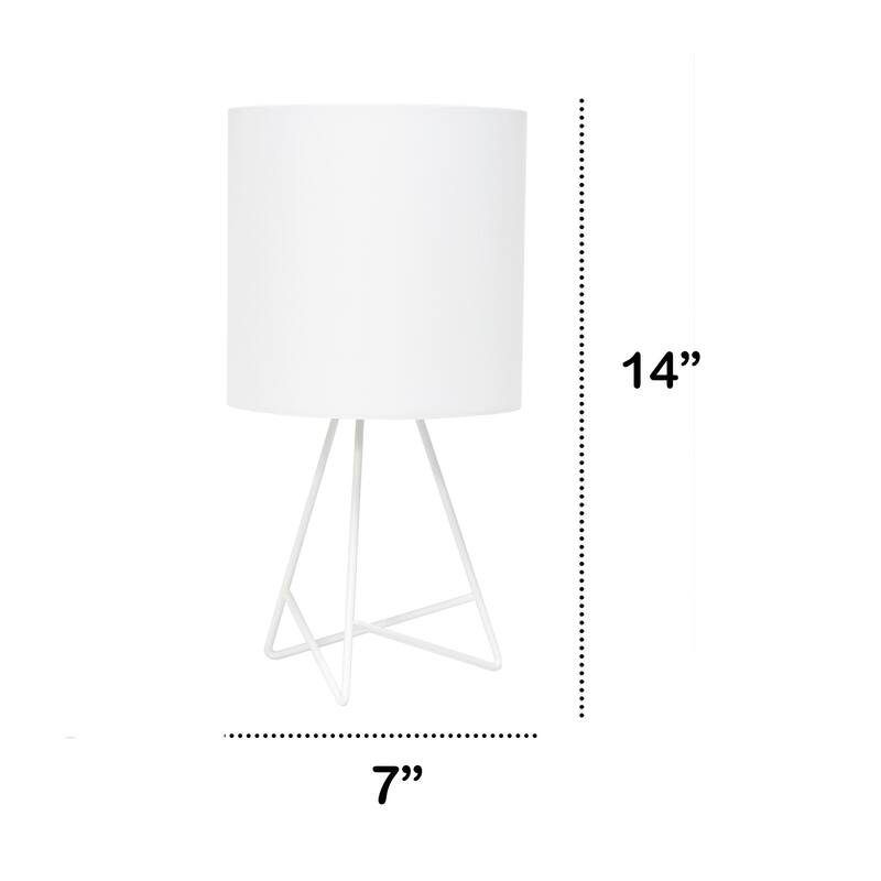LED Open Wire Framed Table Lamp with Drum Shade - 14" - White